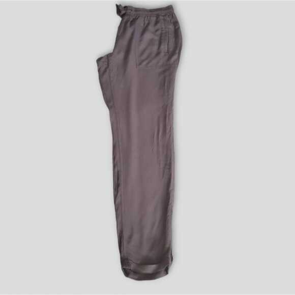 Taupe Grey Linen Drawstring Lounge Pants - Picture 8 of 15
